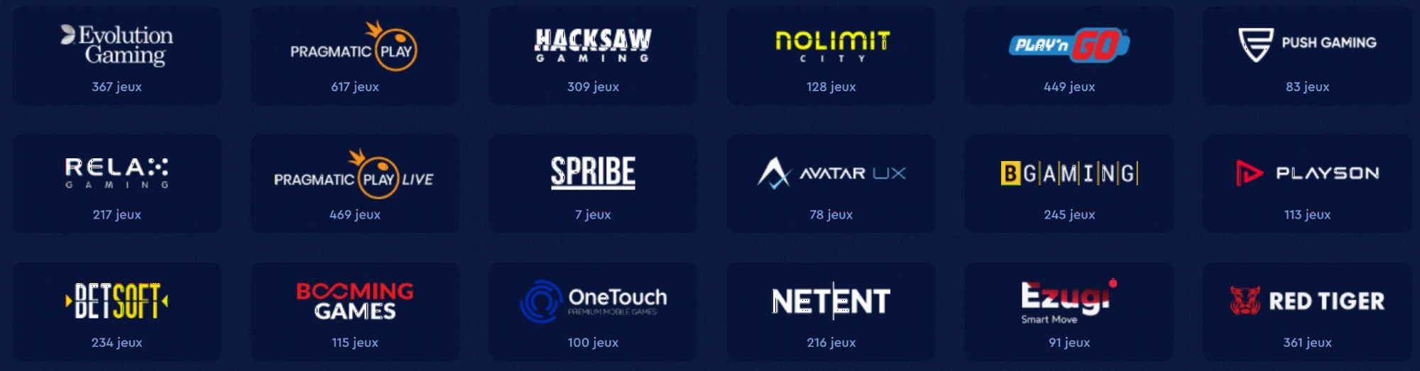 Fournisseurs de jeux partenaires de Celsius Casino