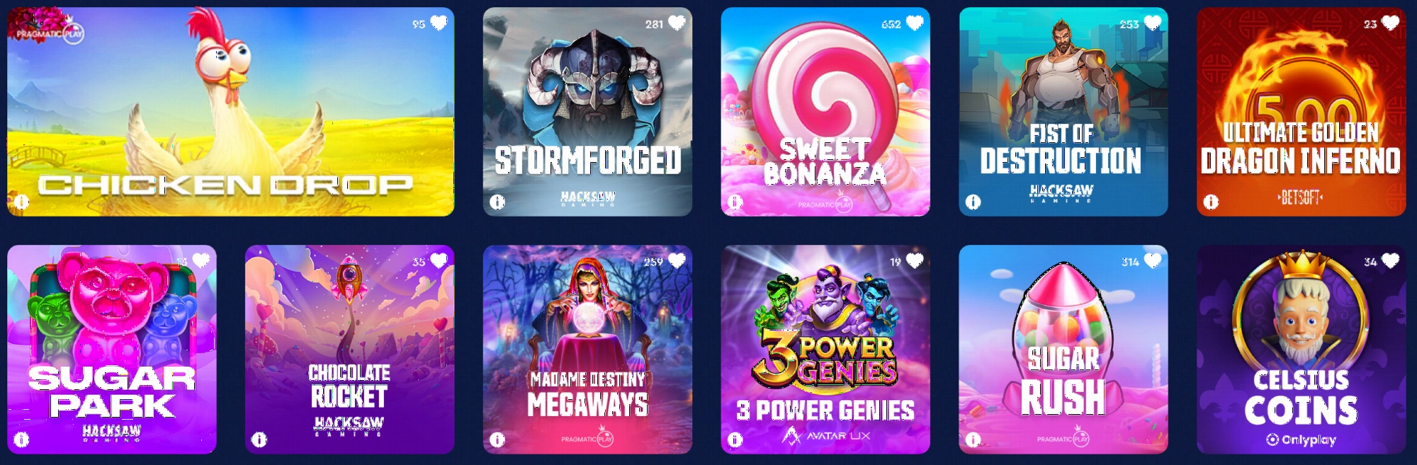 Machines à sous disponibles sur Celsius Casino